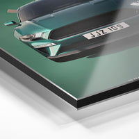 Gros plan du relief : la surépaisseur d'encre en lumière rasante sur aluminium Dibond.