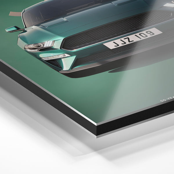 Voiture de sport verte turquoise, édition 50 ans — Aluminium Dibond relief 3D