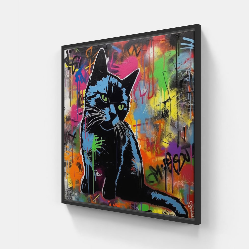 Cat meow purr cuddle-Canvas-artwall-20x20 cm-Black-Artwall