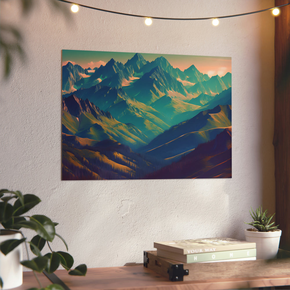 "Montagne haut ciel bleu"- Tableau aluminium