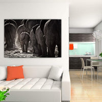 Elephant Herd Art Photo Canvas