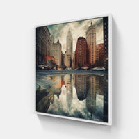 Cityscape Echoes Night-Canvas-artwall-40x40 cm-White-Artwall