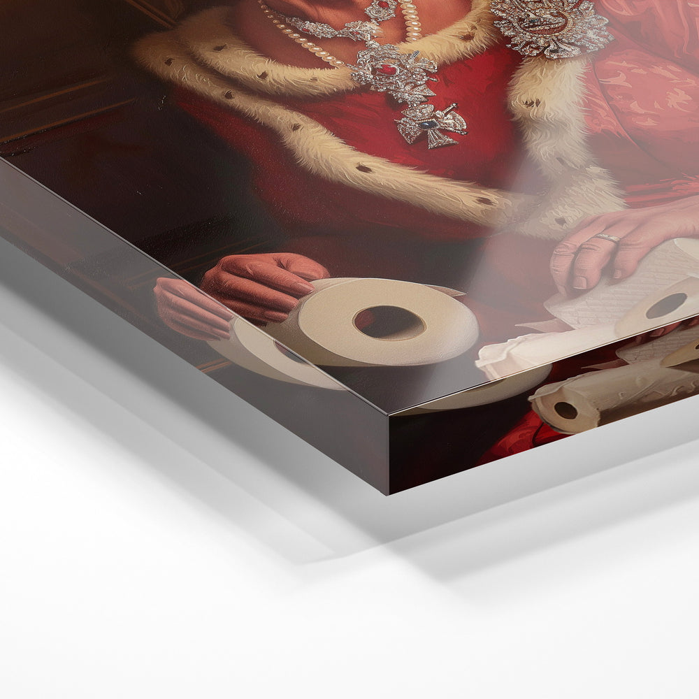 Gros plan de la matière : le tirage sous verre acrylique, tranche transparente visible.