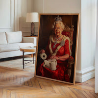 Le tableau accroché en situation dans un intérieur meublé.