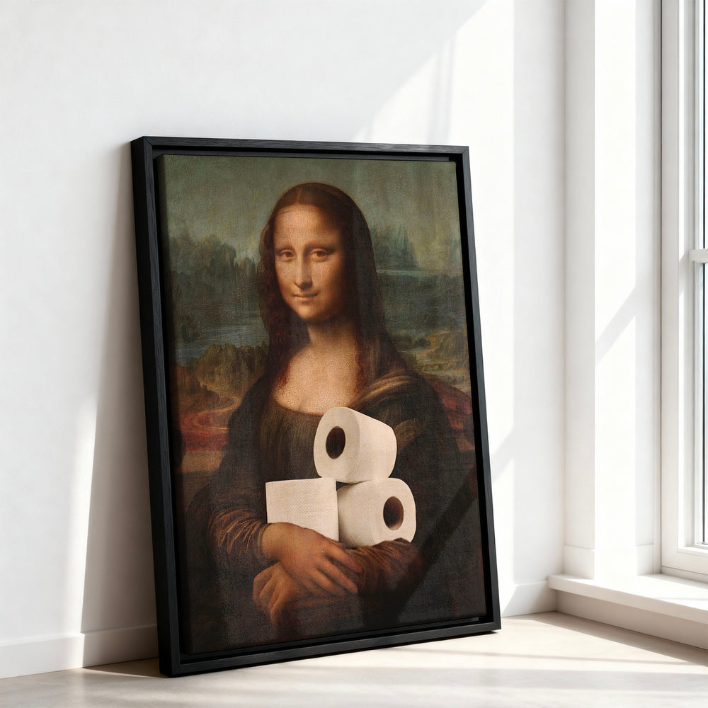 Le tableau accroché en situation dans un intérieur meublé.