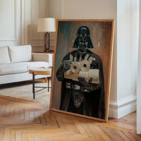 Le tableau accroché en situation dans un intérieur meublé.