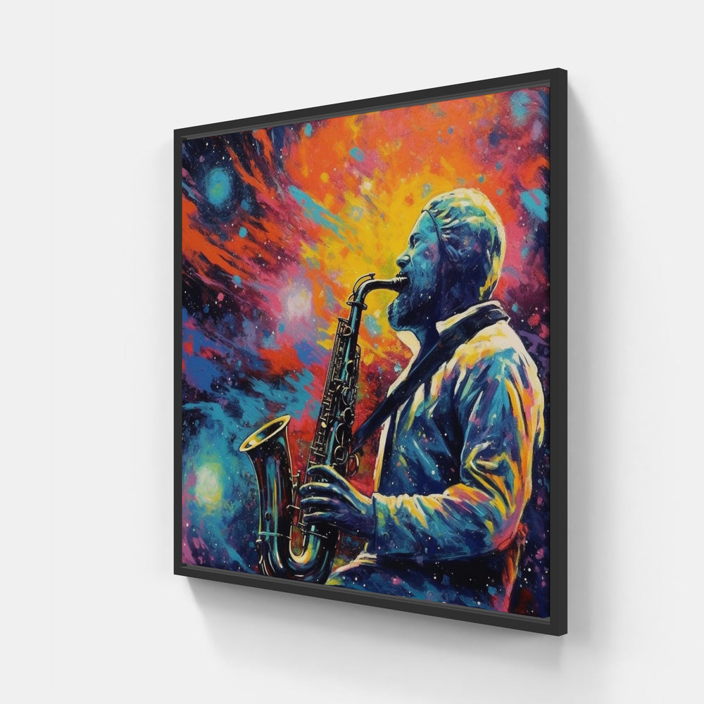 Harmonious Saxophone Serenity-Canvas-artwall-20x20 cm-Black-Artwall