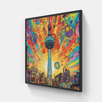 Berlin City Lights Symphony-Canvas-artwall-20x20 cm-Black-Artwall