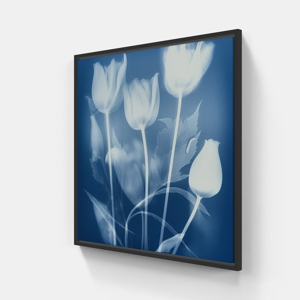 Captivating Cyanotype Essence-Canvas-artwall-20x20 cm-Black-Artwall