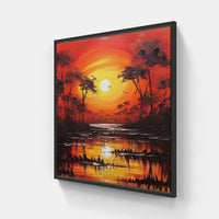 Serene Sunset Masterpiece-Canvas-artwall-20x20 cm-Black-Artwall