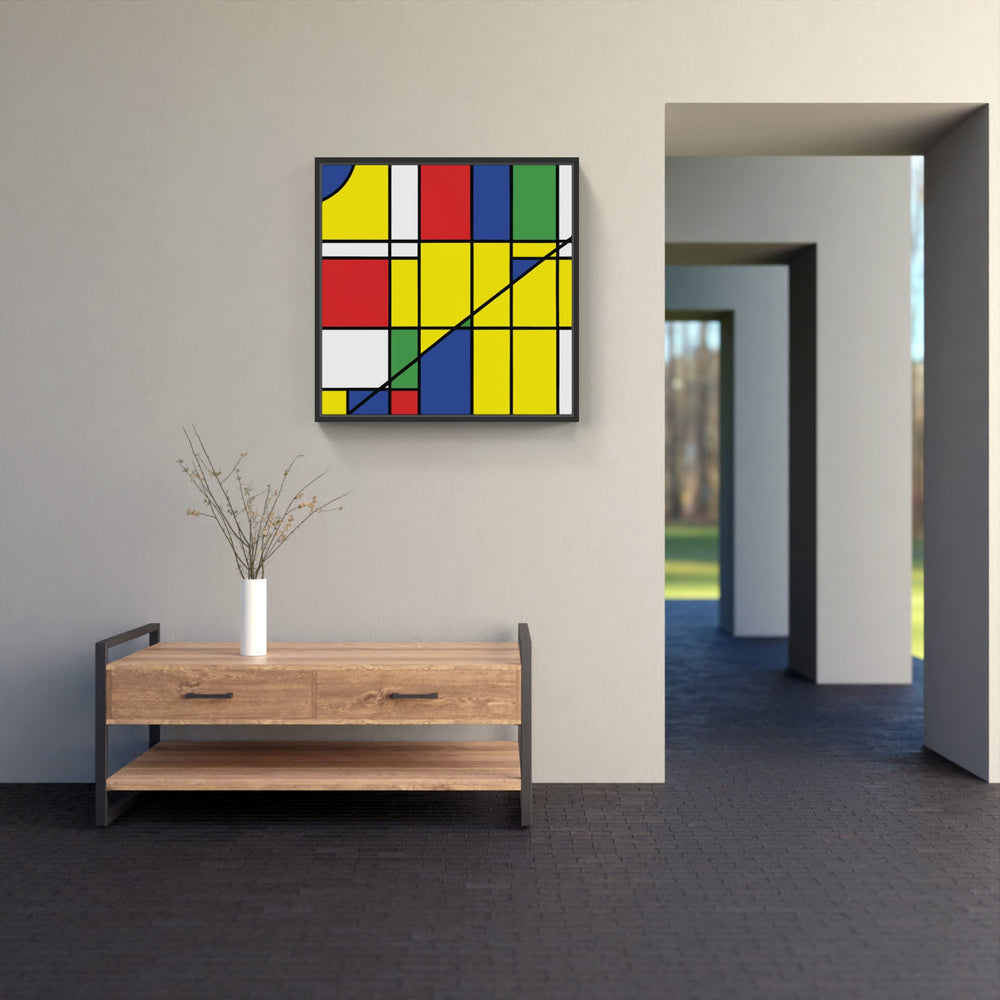 Mondrian Blue Rectangle-Canvas-artwall-Artwall