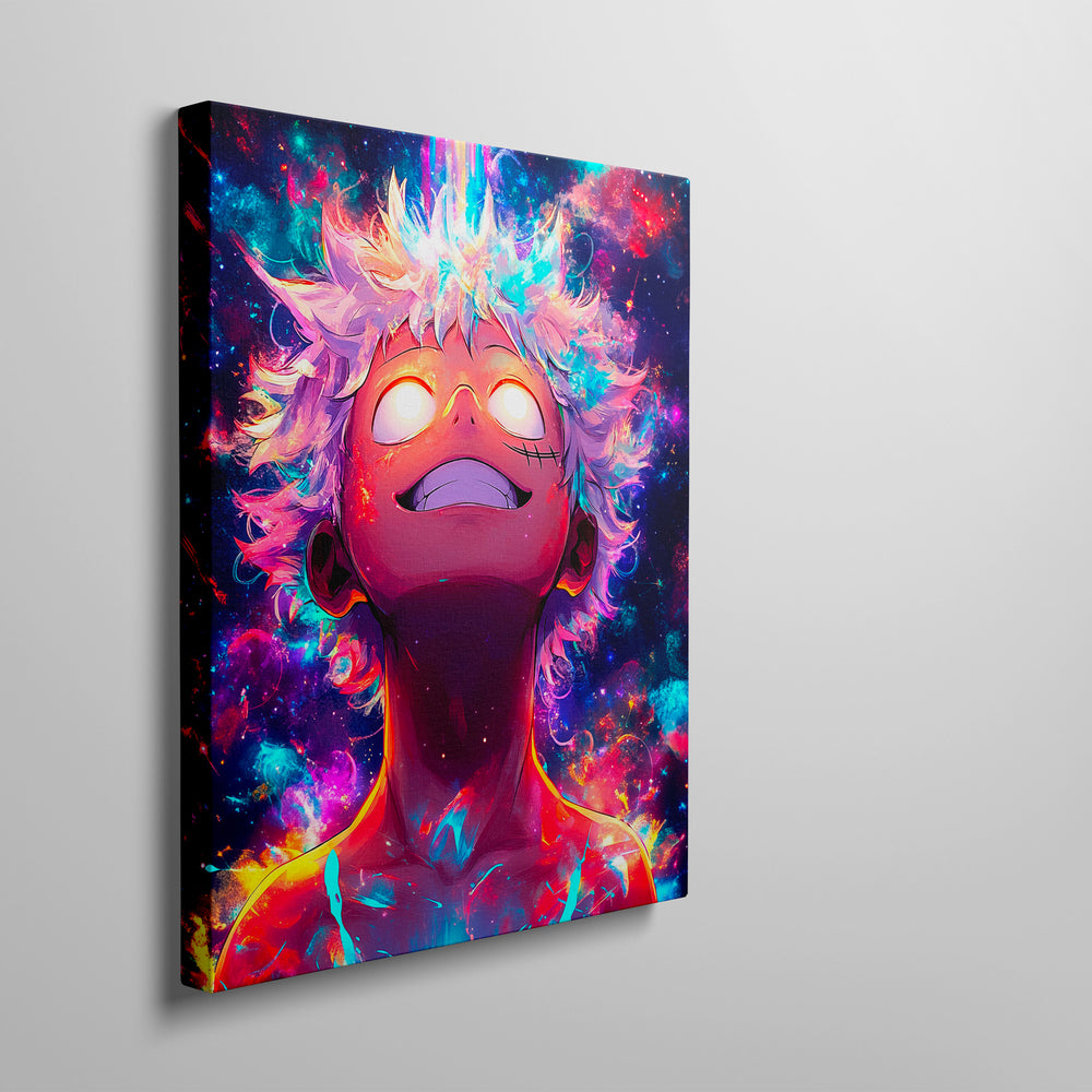Le tableau accroché en situation dans un intérieur meublé.