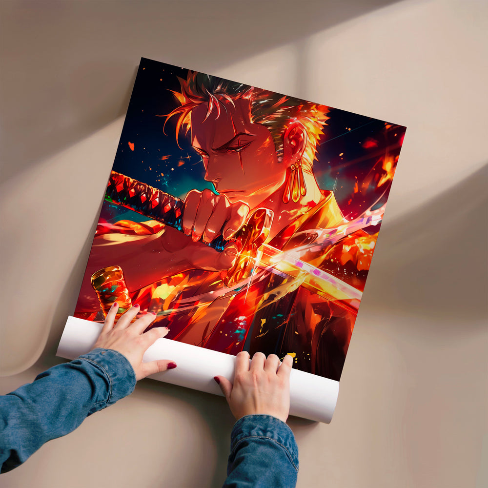 L'impression présentée en poster, sans encadrement, sur un mur neutre.