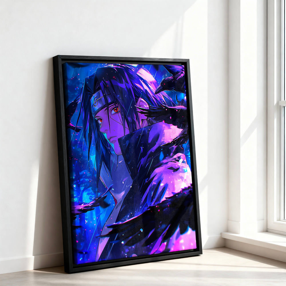 Le tableau accroché en situation dans un intérieur meublé.