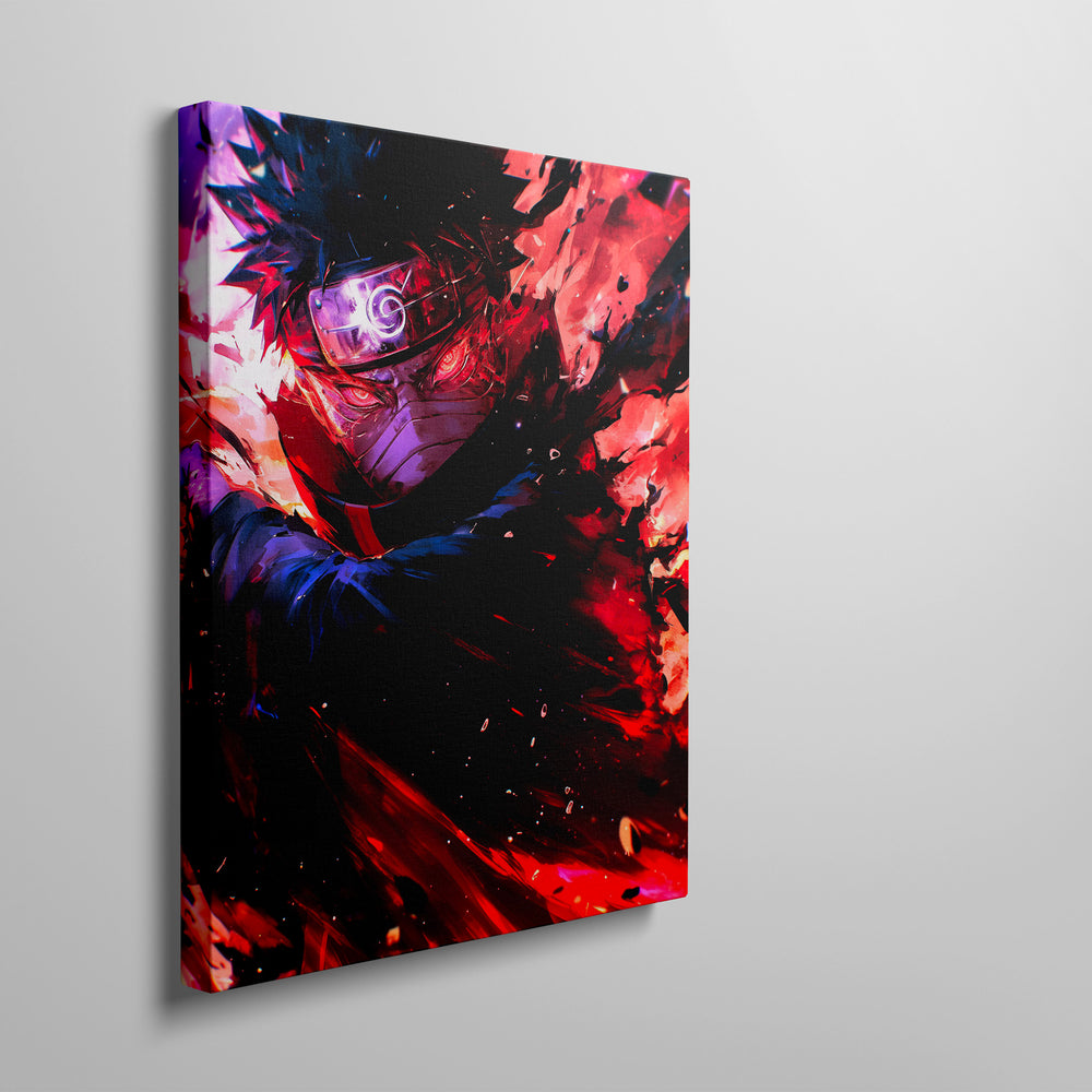 Le tableau accroché en situation dans un intérieur meublé.