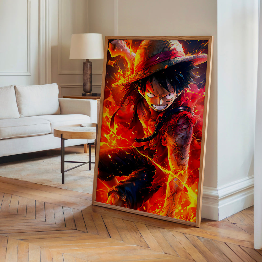 Le tableau accroché en situation dans un intérieur meublé.