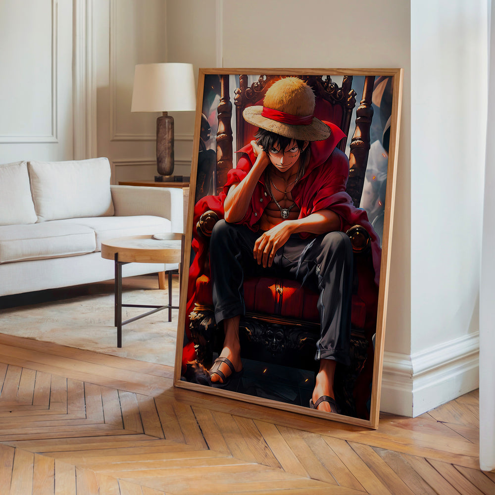 Le tableau accroché en situation dans un intérieur meublé.