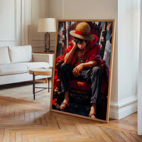 Le tableau accroché en situation dans un intérieur meublé.