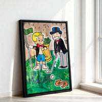Le tableau accroché en situation dans un intérieur meublé.
