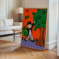 Le tableau accroché en situation dans un intérieur meublé.