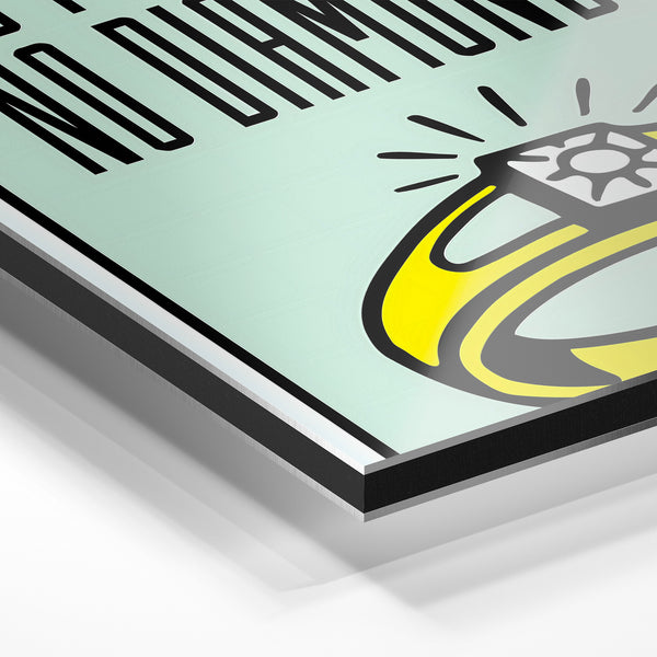 No Pressure, No Diamonds - Affiche pop-art rétro — Aluminium Dibond relief 3D