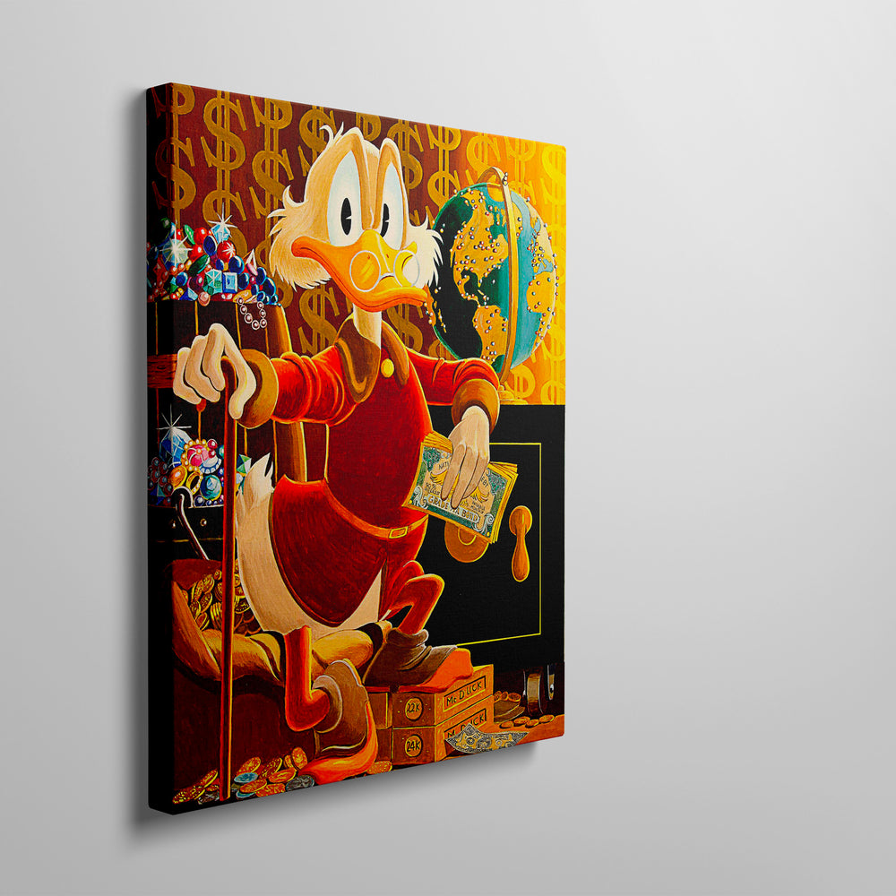 Le tableau accroché en situation dans un intérieur meublé.