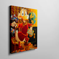 Le tableau accroché en situation dans un intérieur meublé.