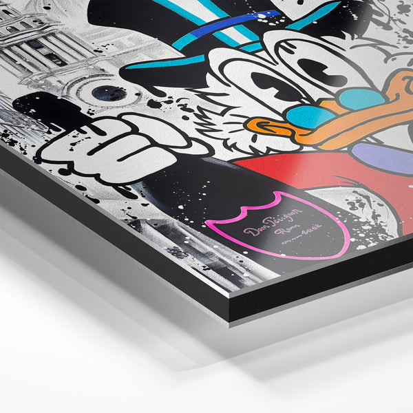 Pop art urbain - Canard hiérarque à la ville — Aluminium Dibond relief 3D
