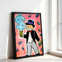 Le tableau accroché en situation dans un intérieur meublé.