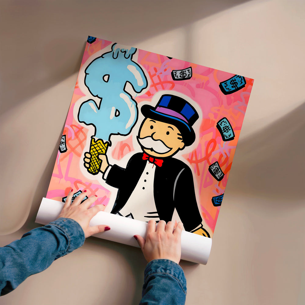 L'impression présentée en poster, sans encadrement, sur un mur neutre.