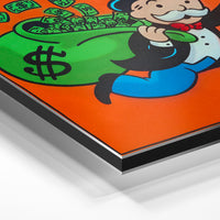 Gros plan de la matière : le tirage contrecollé sur aluminium Dibond mat, tranche visible.