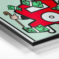 Gros plan de la matière : le tirage contrecollé sur aluminium Dibond mat, tranche visible.