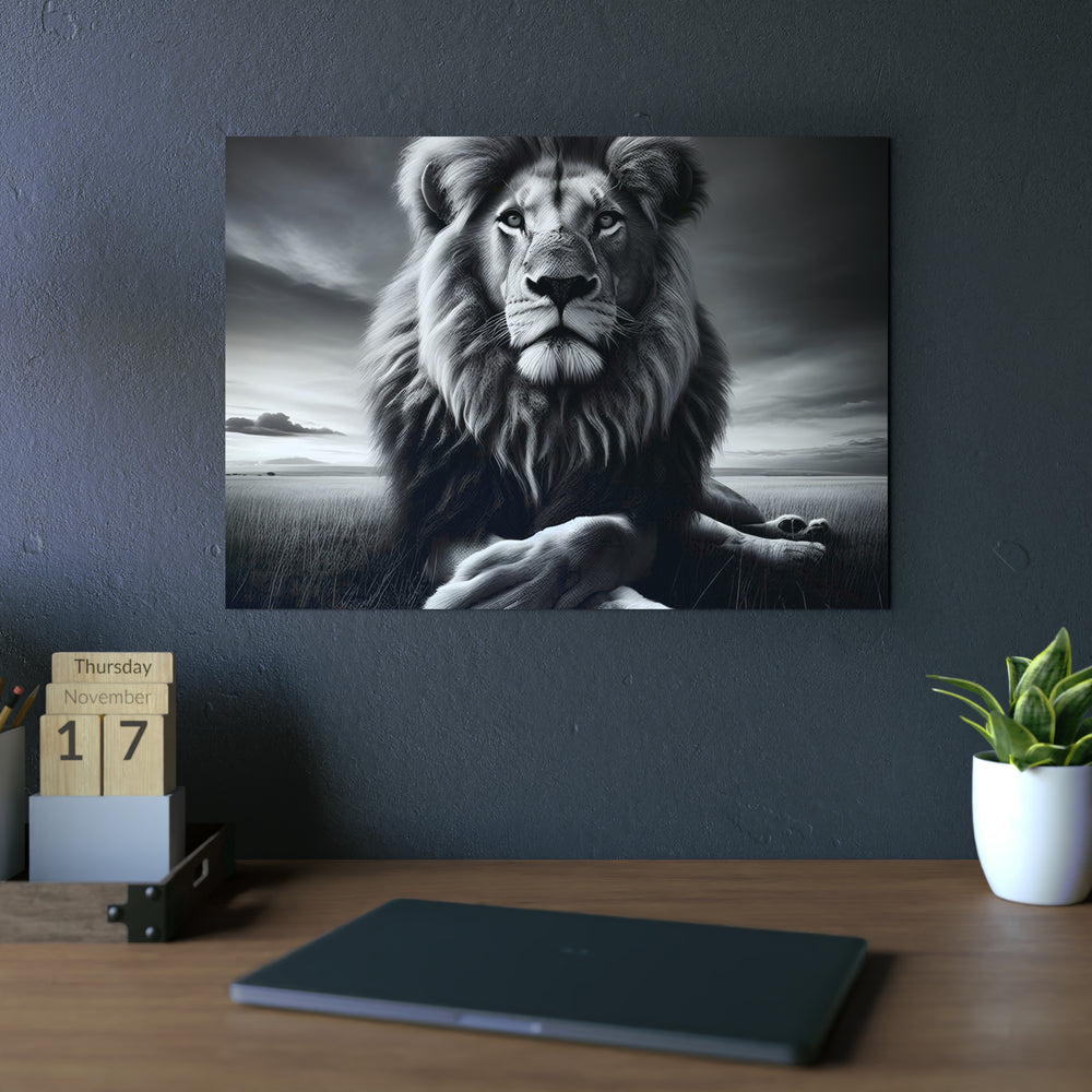 Lion calme de nuit- Tableau aluminium