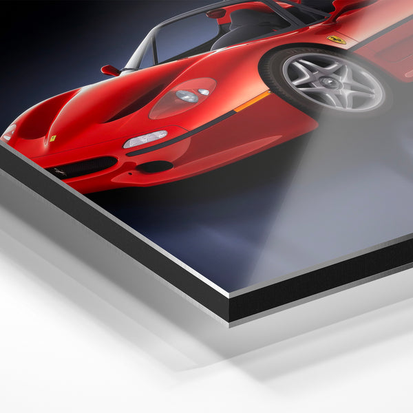 Voiture de sport rouge, style automobile rétro — Aluminium Dibond relief 3D
