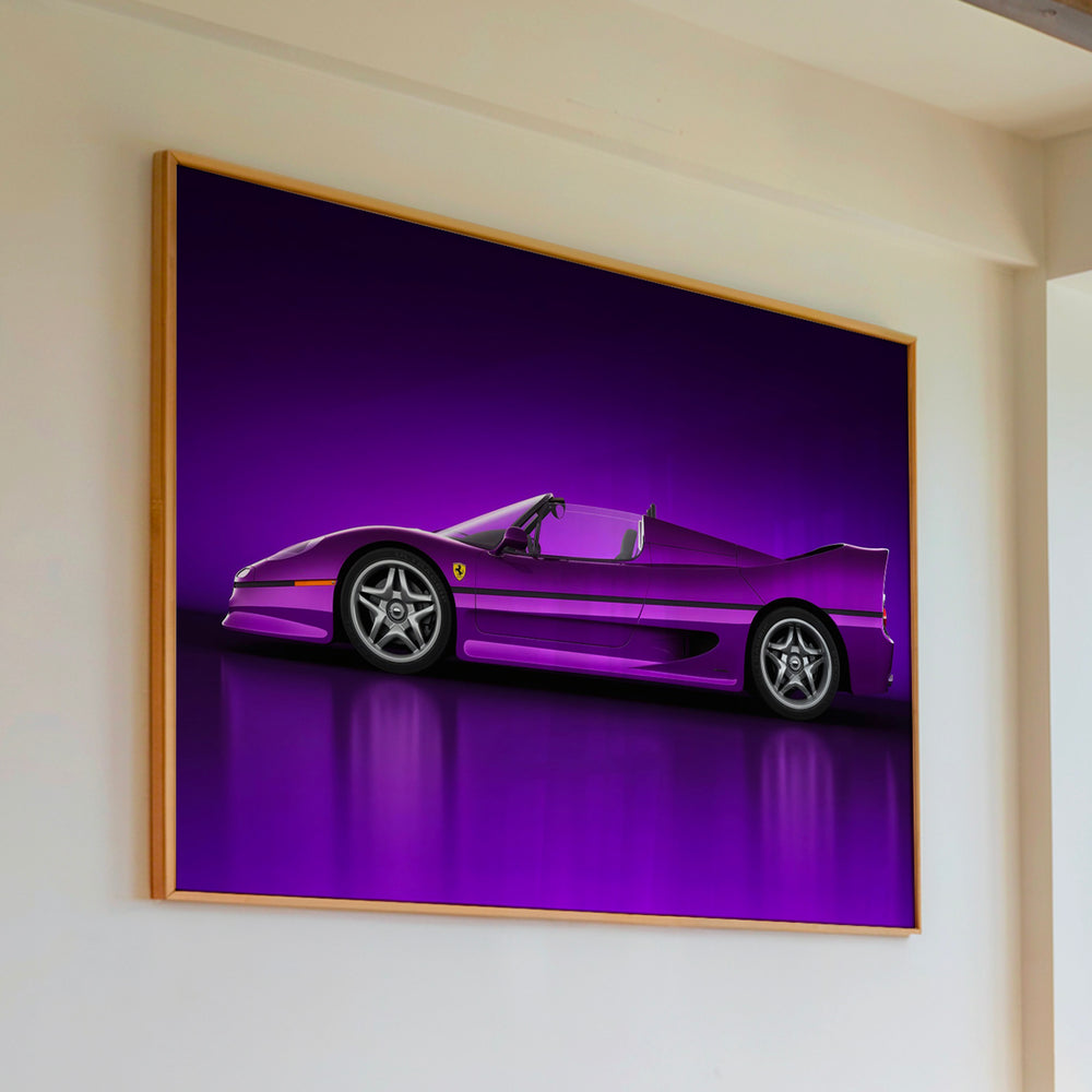 Le tableau accroché en situation dans un intérieur meublé.