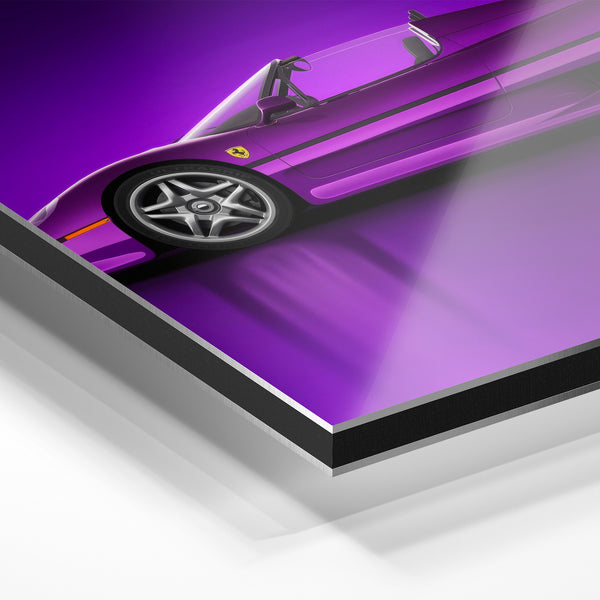 Roadster violet pop-art rétrofuturiste dynamique — Aluminium Dibond relief 3D