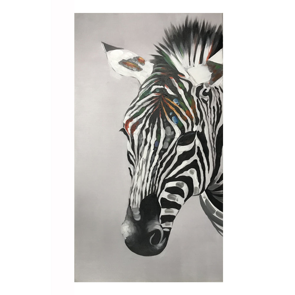 Multicoloured Zebra Oil Painting Canvas
