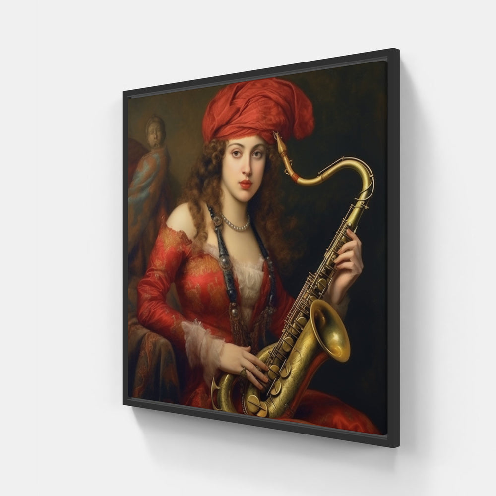Enchanting Saxophone Vibes-Canvas-artwall-20x20 cm-Black-Artwall