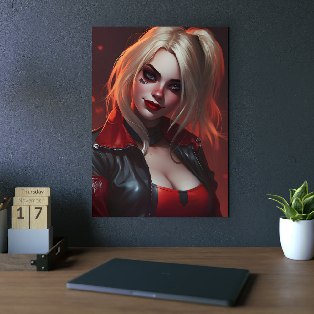 Harley Quinn rire et chaos tableau aluminium