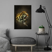 Poster Métal Tigre Féroce