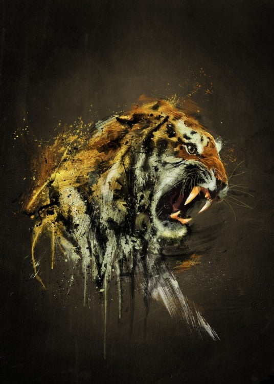 Poster Métal Tigre Féroce