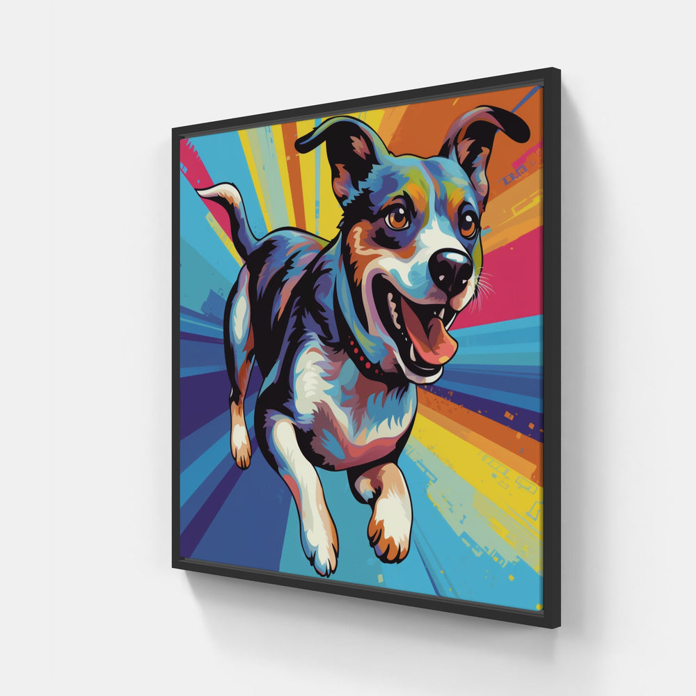 Dog come play-Canvas-artwall-20x20 cm-Black-Artwall