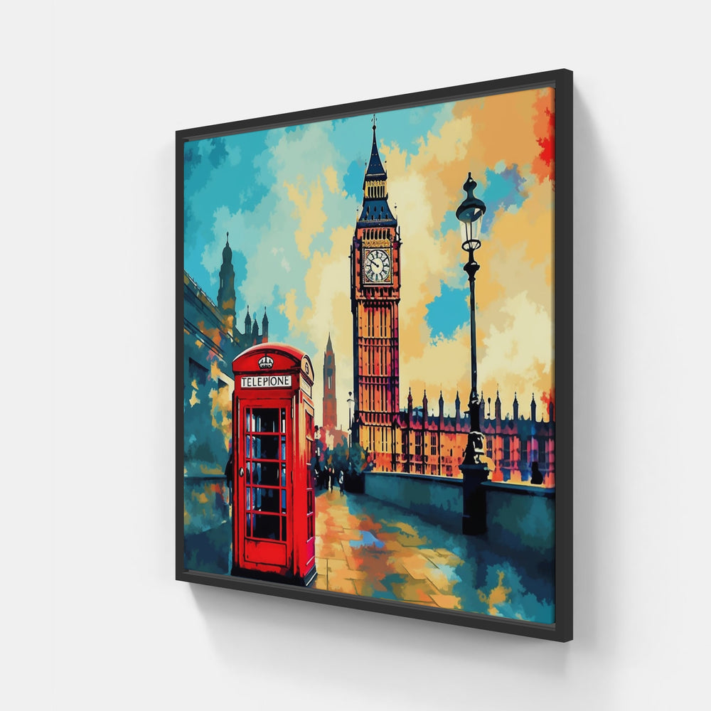 London Dazzling Skylines at Dusk-Canvas-artwall-20x20 cm-Black-Artwall