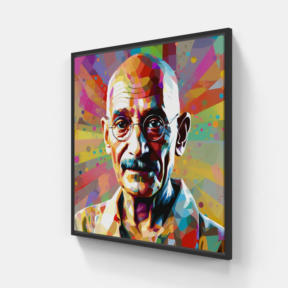 Ghandi power-Canvas-artwall-20x20 cm-Black-Artwall