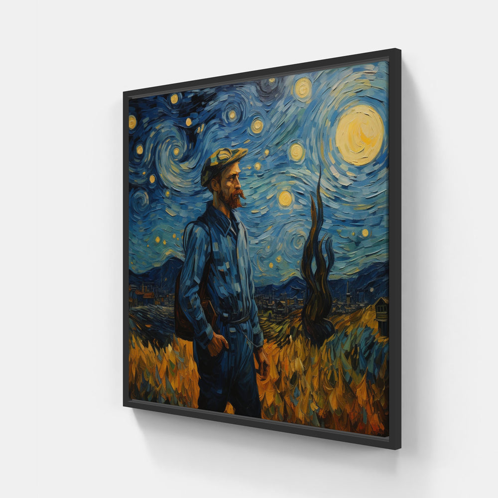 Van Gogh's Brush Dance-Canvas-artwall-20x20 cm-Black-Artwall