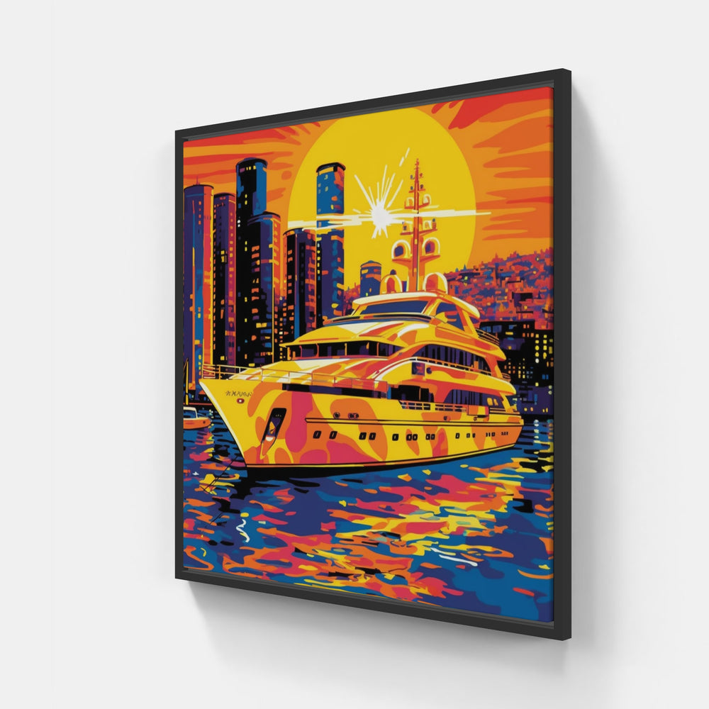 Maritime Majesty Serene Boat-Canvas-artwall-20x20 cm-Black-Artwall