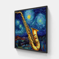 Energetic Saxophone Jazz-Canvas-artwall-20x20 cm-Black-Artwall