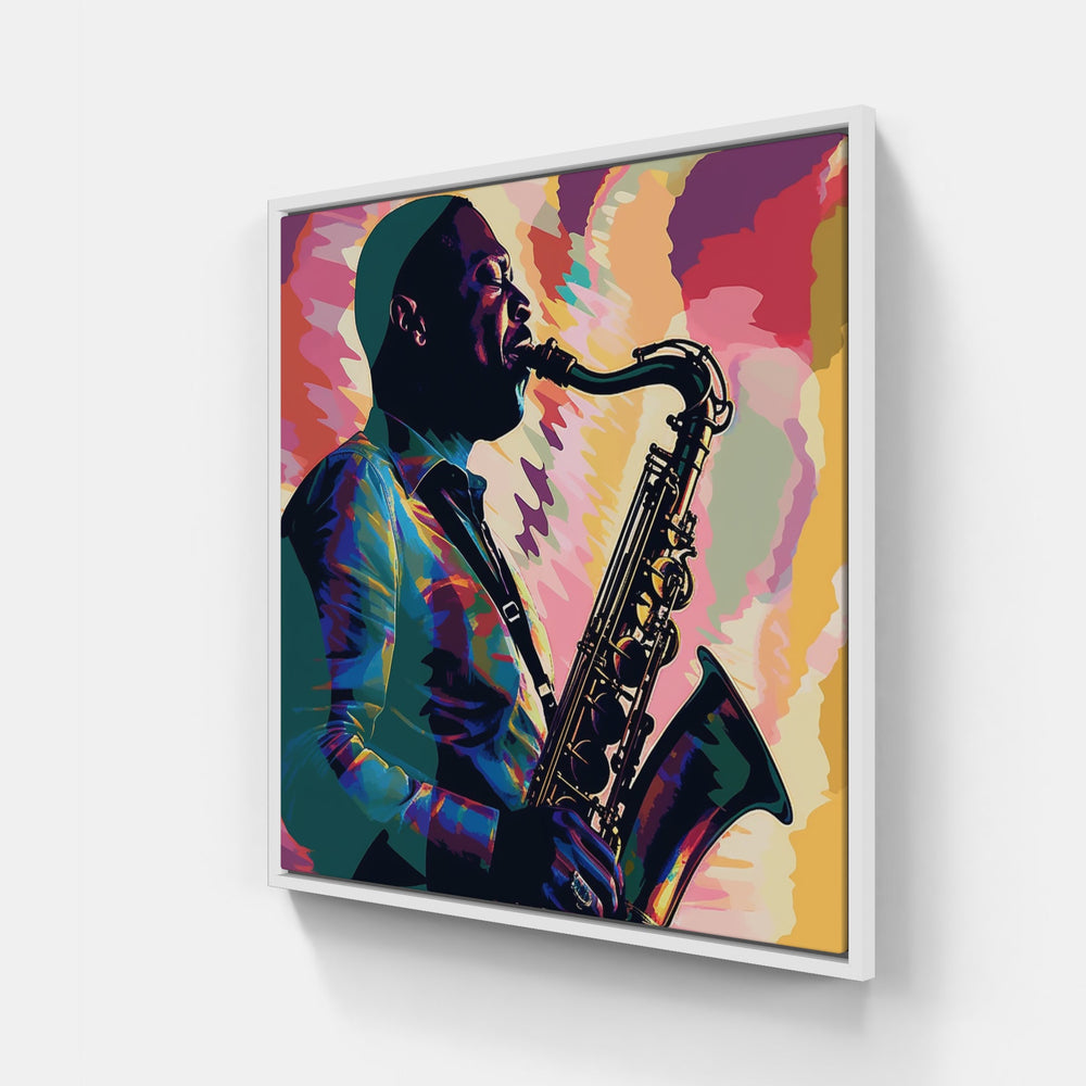 Rhythmic Saxophone Jazz-Canvas-artwall-20x20 cm-White-Artwall