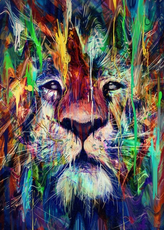 Poster Metal Lion Pop Art