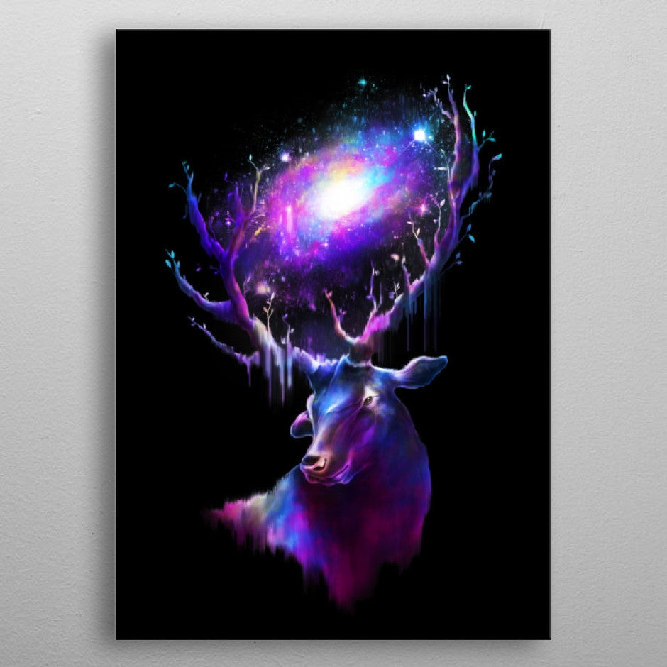 Galaxy Deer Metal Wall Poster